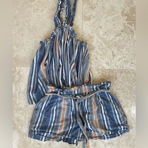 Halter Top and Shorts Stripped Set